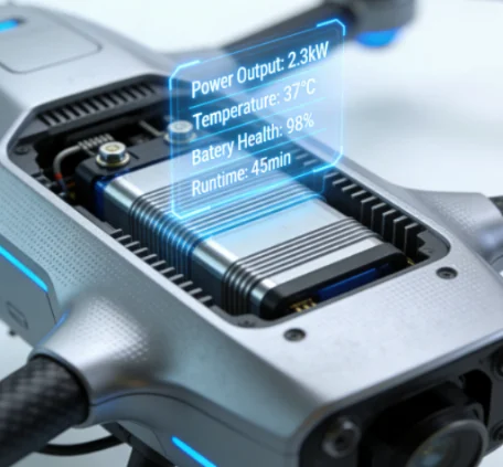 Drone battery with data overlay.
