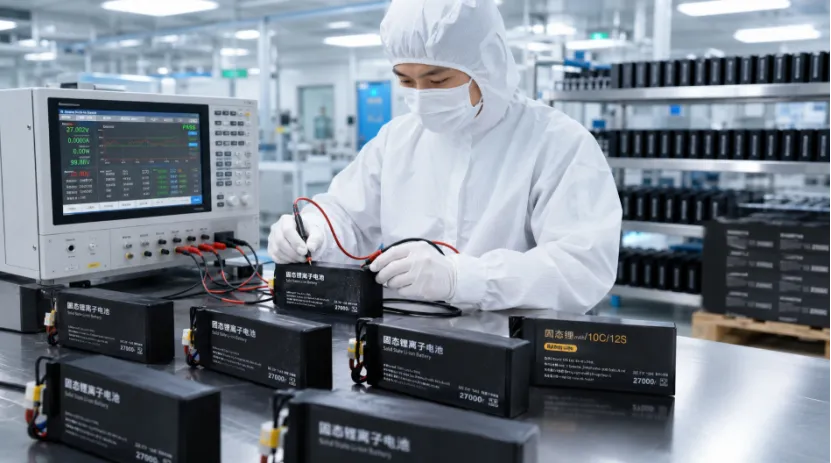 Quality control testing of drone battery packs in a cleanroom