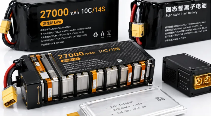 High-capacity solid-state UAV battery packs and pouch cell