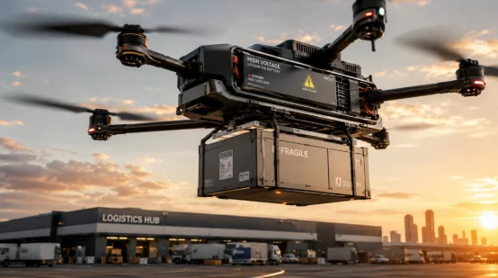 Autonomous delivery drone powered by high-voltage battery