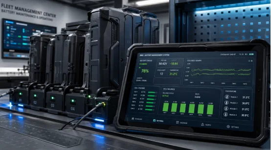 Drone battery charging station with real-time BMS monitor