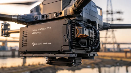 Shengya solid-state drone battery mounted on an enterprise UAV